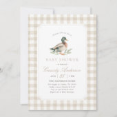 Neutrale Gingham Wilde Eend Baby Shower Kaart (Voorkant)