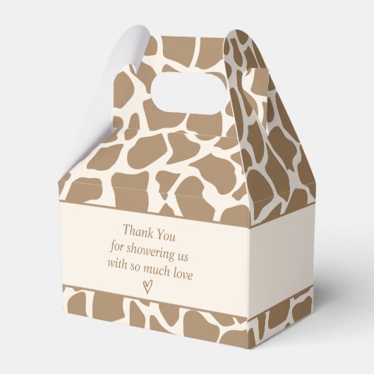 Neutrale Giraffe Baby shower Gable Box Bedankdoosjes (Achterkant)