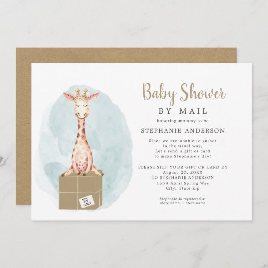 Neutrale Giraffe Baby shower per post Kaart (Voorkant / Achterkant)