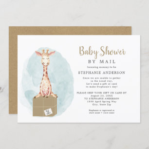 Neutrale Giraffe Baby shower per post Kaart