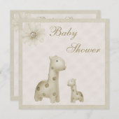 Neutrale Giraffes van moeder en Baby  Baby shower Kaart (Voorkant / Achterkant)