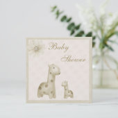 Neutrale Giraffes van moeder en Baby  Baby shower Kaart (Staand voorkant)