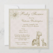 Neutrale Giraffes van moeder en Baby  Baby shower Kaart (Achterkant)