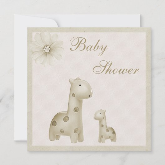 Neutrale Giraffes van moeder en Baby  Baby shower Kaart (Voorkant)