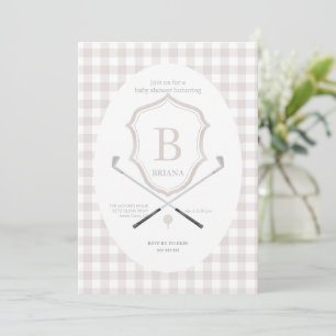Neutrale Golf baby shower uitnodiging
