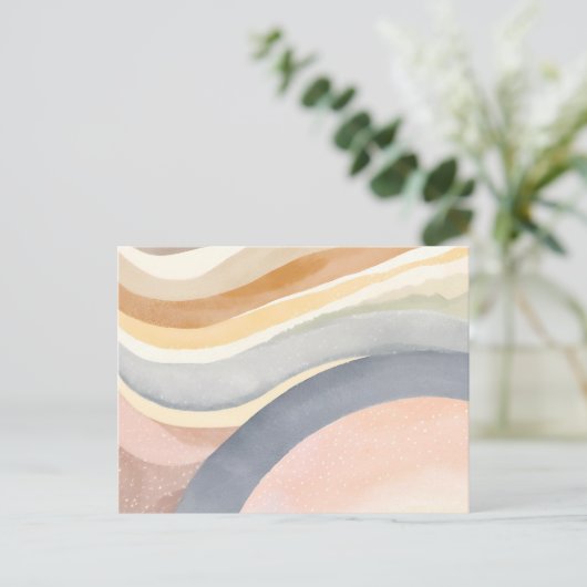 Neutrale golven Moderne simplistische Waterverf Briefkaart (Staand voorkant)