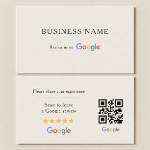 Neutrale Google Review QR Code Ivoorkleur Visitekaartje