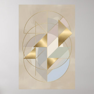 Neutrale gouden accenten abstract geometrisch wand poster