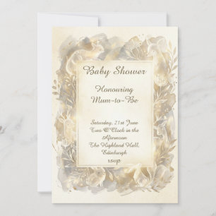 Neutrale gouden bos baby shower uitnodiging
