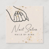 Neutrale Gouden Specks Hand Nail Salon Vierkante Visitekaartje (Voorkant)