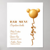 Neutrale Gouden Teddy Ballon Bar Menu Poster (Voorkant)