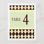 Neutrale Green Yellow Argyle Table Number kaart (Voorkant)