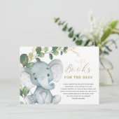 Neutrale Greenery Gold Elephant Books voor Baby Informatiekaartje (Staand voorkant)