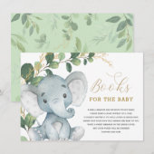 Neutrale Greenery Gold Elephant Books voor Baby Informatiekaartje (Voorkant / Achterkant)