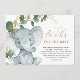 Neutrale Greenery Gold Elephant Books voor Baby Informatiekaartje