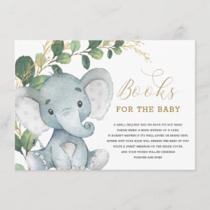 Neutrale Greenery Gold Elephant Books voor Baby Informatiekaartje