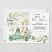 Neutrale Greenery Gold Safari drive op Baby shower Kaart (Voorkant)