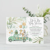 Neutrale Greenery Gold Safari drive op Baby shower Kaart (Staand voorkant)