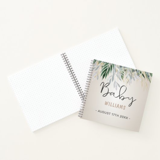 Neutrale Greenery Personalized Memory Baby Book Notitieboek (Binnen)