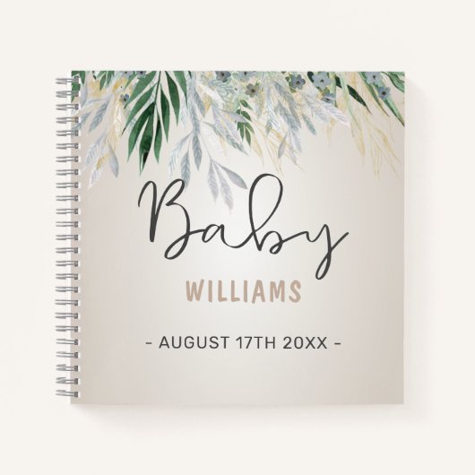 Neutrale Greenery Personalized Memory Baby Book Notitieboek (Voorkant)