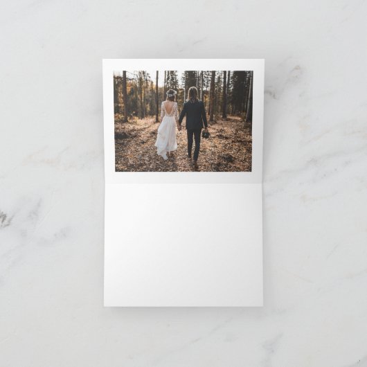 Neutrale grens Eenvoudige Bruiloft Bedankkaart (Binnen)