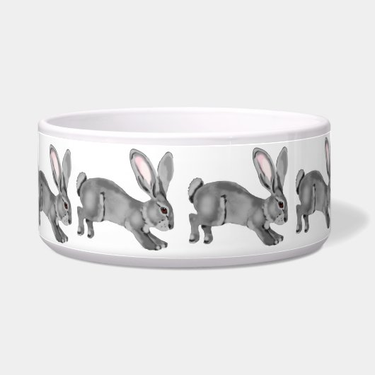 Neutrale grijze bunny Rabbit Pattern Minimum Anima Voerbakje (Rechts)