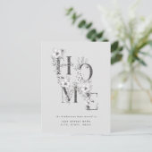 Neutrale grijze Florale adreswijziging Briefkaart (Staand voorkant)