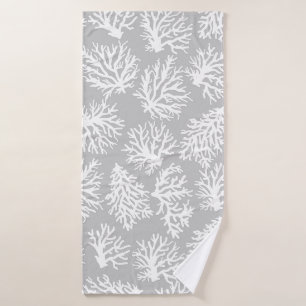 Neutrale grijze, moderne witte stralen bad handdoek