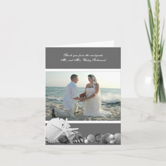 Neutrale Grijze Schelpen Foto Dank Je Bedankkaart (Voorkant)