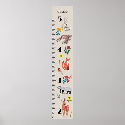 Neutrale groeikaart van Cute Woodland Animals Poster (Voorkant)