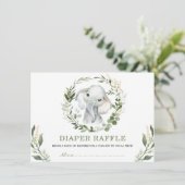 Neutrale groen gouden olifant Baby luier Raffle Informatiekaartje (Staand voorkant)