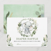 Neutrale groen gouden olifant Baby luier Raffle Informatiekaartje (Voorkant / Achterkant)