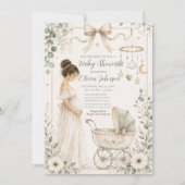 Neutrale groene babyshower kaart (Voorkant)