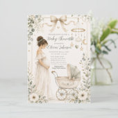Neutrale groene babyshower kaart (Staand voorkant)