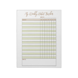 Neutrale groene bruine weekly Habit Tracker Notiti Notitieblok