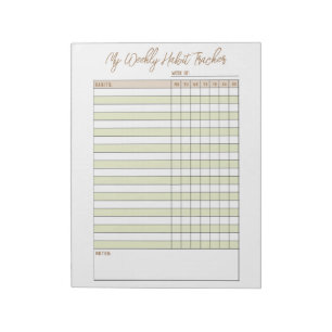 Neutrale groene bruine weekly Habit Tracker Notiti Notitieblok