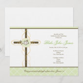 Neutrale Groene Christening/Baptisme Uitnodiging (Voorkant / Achterkant)