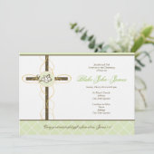 Neutrale Groene Christening/Baptisme Uitnodiging (Staand voorkant)