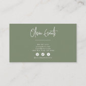 Neutrale Groene Cream Minimalistische Boho Chic Mo Visitekaartje (Achterkant)