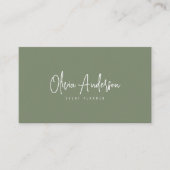 Neutrale Groene Cream Minimalistische Boho Chic Mo Visitekaartje (Voorkant)