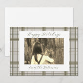 Neutrale groene geruite kerstkaart (liggend) (Voorkant / Achterkant)