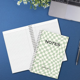 Neutrale Groene Golvende Controle Monogrammed Naam Notitieboek