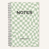Neutrale Groene Golvende Controle Monogrammed Naam Notitieboek (Voorkant)