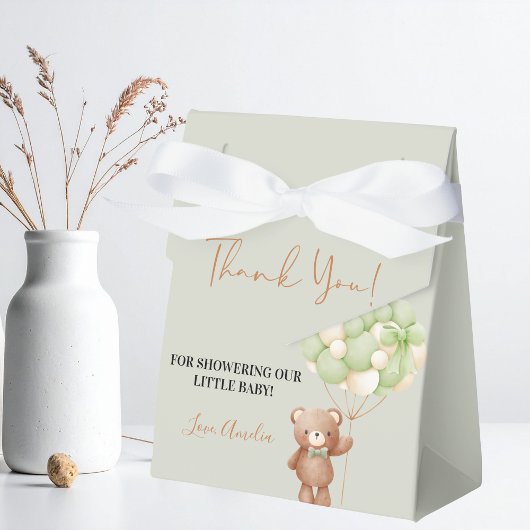 Neutrale Groene Teddybeer Oh Baby Balloon Baby Bedankdoosjes