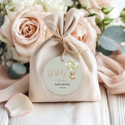 Neutrale Groene Teddybeer Oh Baby Balloon Baby Bedankjes Labels