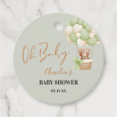 Neutrale Groene Teddybeer Oh Baby Balloon Baby Bedankjes Labels (Voorkant)