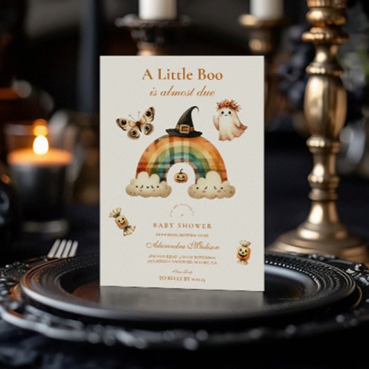 Neutrale Halloween Baby Shower Kaart