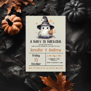 Neutrale Halloween Baby shower uitnodiging