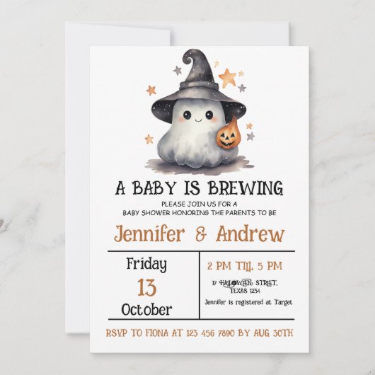 Neutrale Halloween Baby shower uitnodiging (Voorkant)