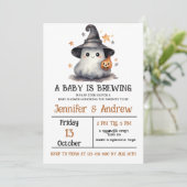 Neutrale Halloween Baby shower uitnodiging (Staand voorkant)